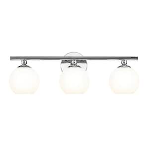Neoma 21.75 in. 3 Light Chrome Vanity Light with Opal Etched Glass Shade with No Bulbs Included