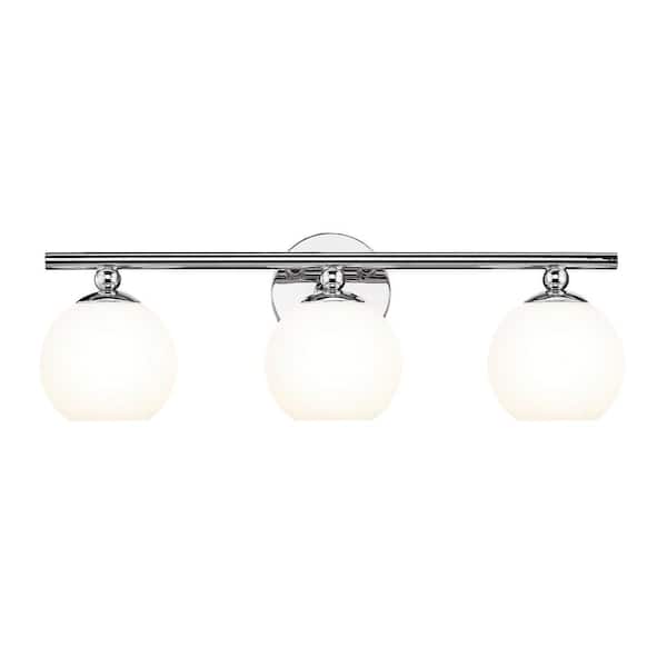 Unbranded Neoma 21.75 in. 3 Light Chrome Vanity Light with Opal Etched Glass Shade with No Bulbs Included