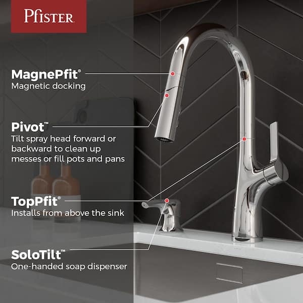 Ceylon Single Handle Pull Down Sprayer Kitchen Faucet with Deck Plate and Soap Dispenser in Polished Chrome