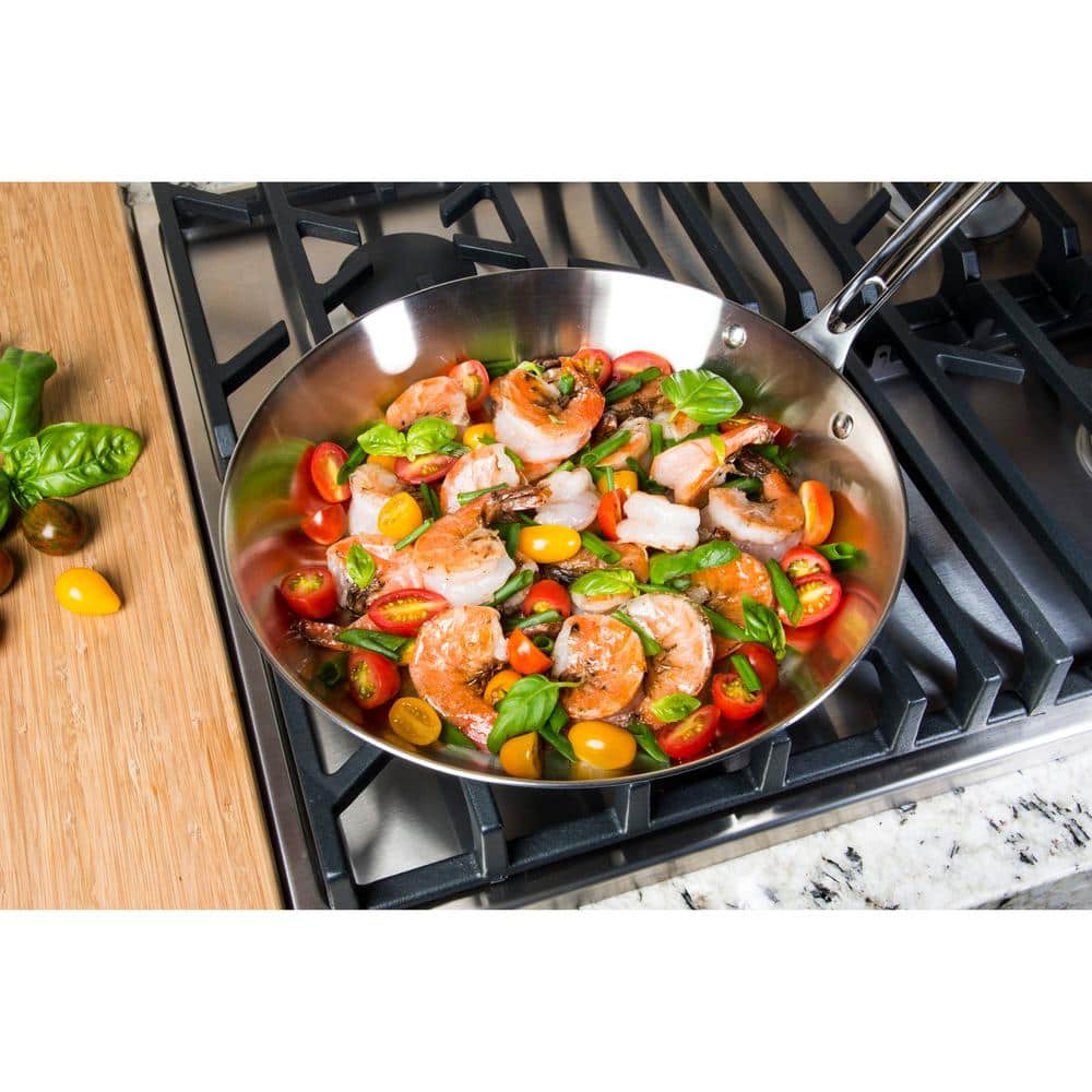 12-Inch Stainless Steel Induction Frying Pan with Lid