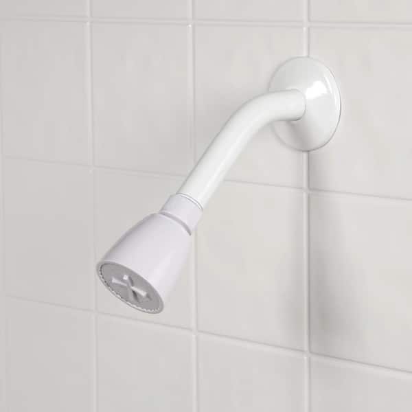 1-Spray Patterns 2 in. Single Wall Mount Fixed Shower Head in White