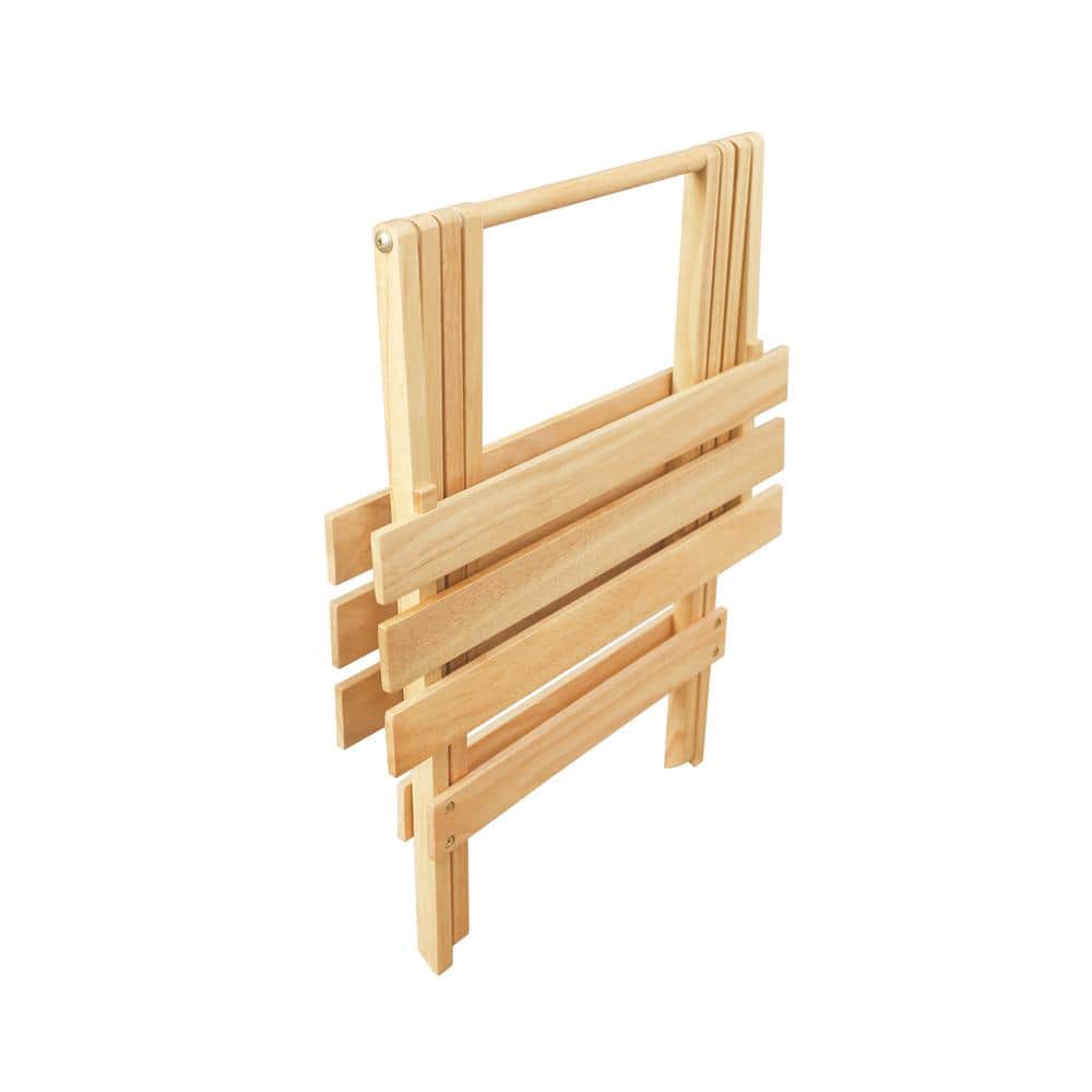Natural Pine Solid Wood Folding End Table Set