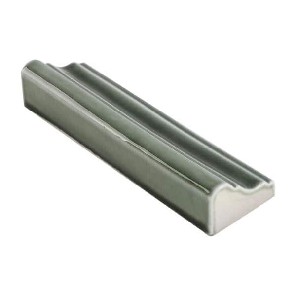 Delphi Deep Emerald 2 in. x 6 in. Polished Glass Chair Rail Liner Tile Trim (0.22 sq. ft. / Each)