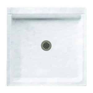 Swanstone 36 in. L x 36 in. W Alcove Shower Pan Base with Center Drain in Ice