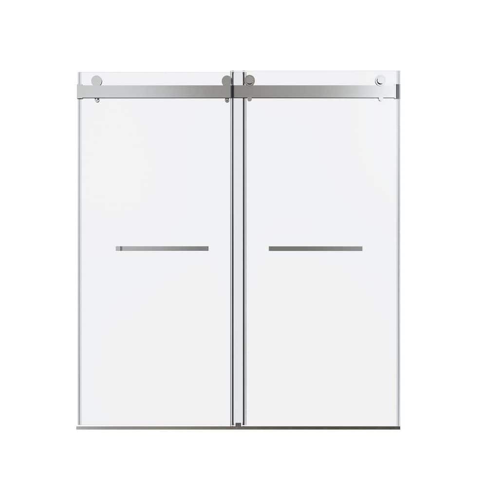 56-60x76 in Frameless Double Sliding Soft-Close Shower Door, 8mm Tempered Glass, Brushed Nickel, Coating price history on PriceWatchPro