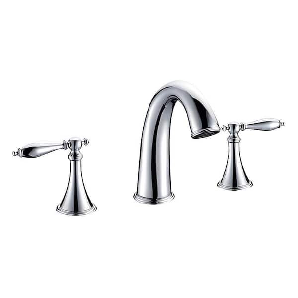 HOMLUX 8 in. Widespread 2-Handle Bathroom Faucet with Drain Assembly in Chrome