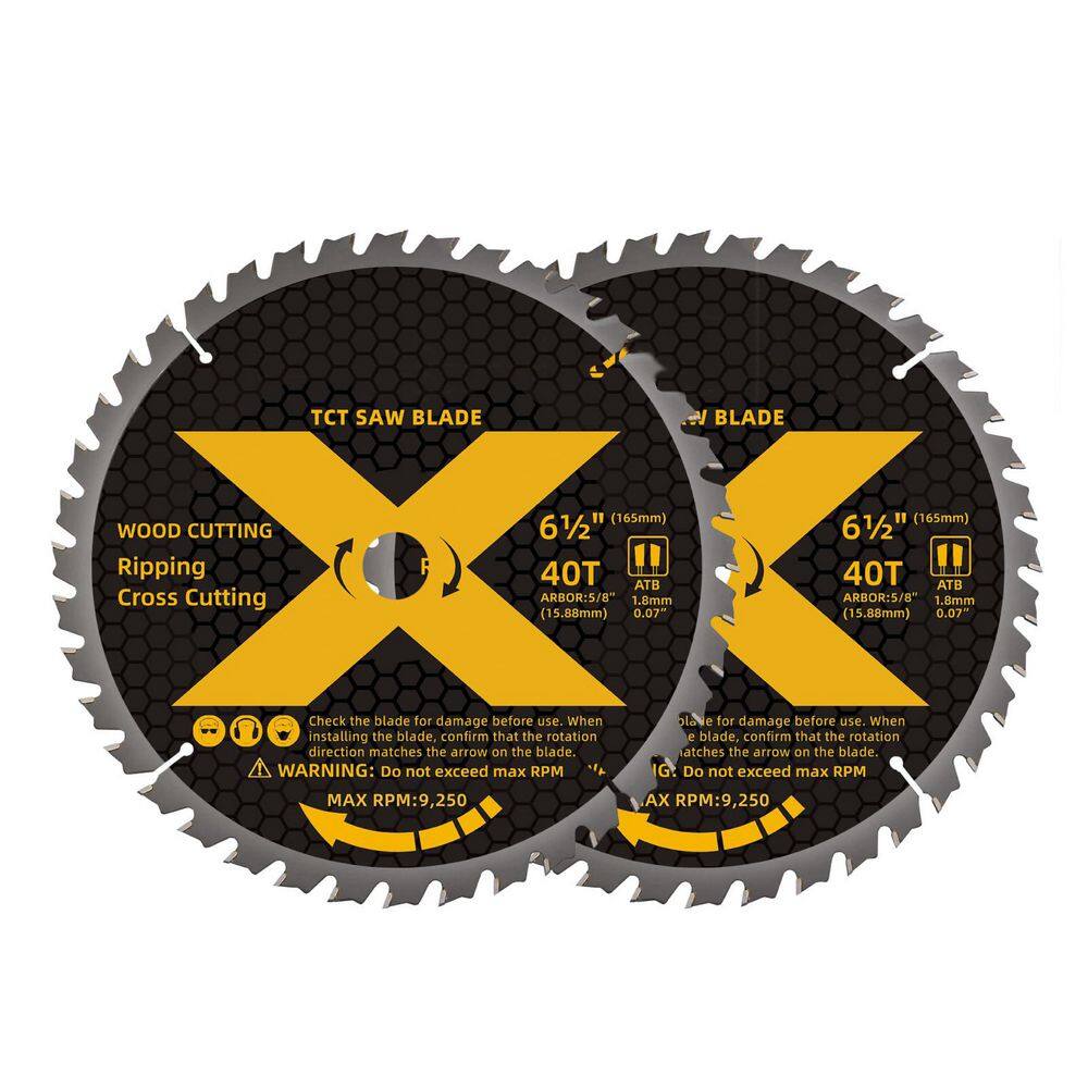 6-1/2 in. 40-Tooth Wood Cutting Tungsten Carbide Saw Blade Power Tool Accessory for Circular Saw (2-Pack) price history on PriceWatchPro