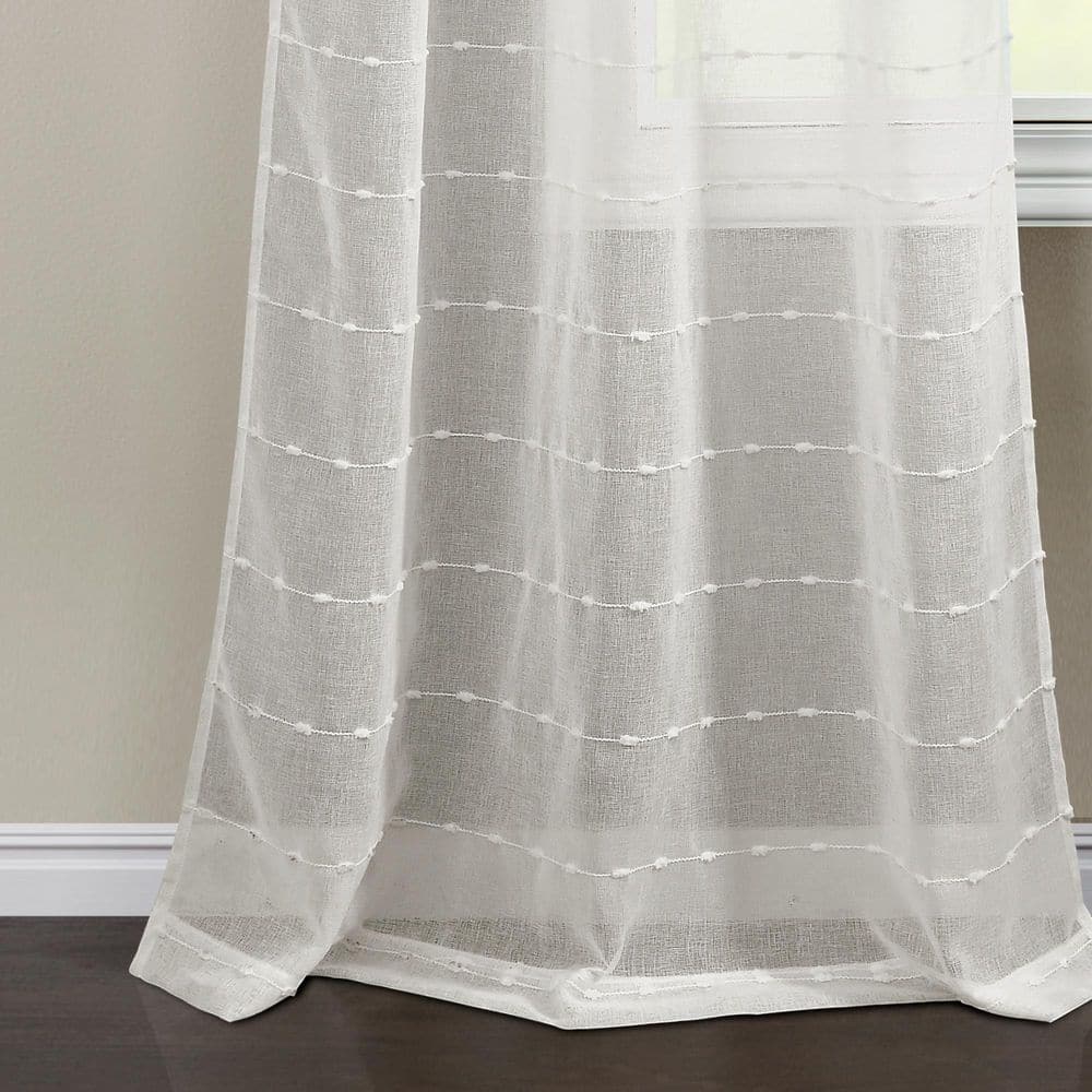 White Sheer Polyester Rod Pocket Back Tab Window Curtain Panels