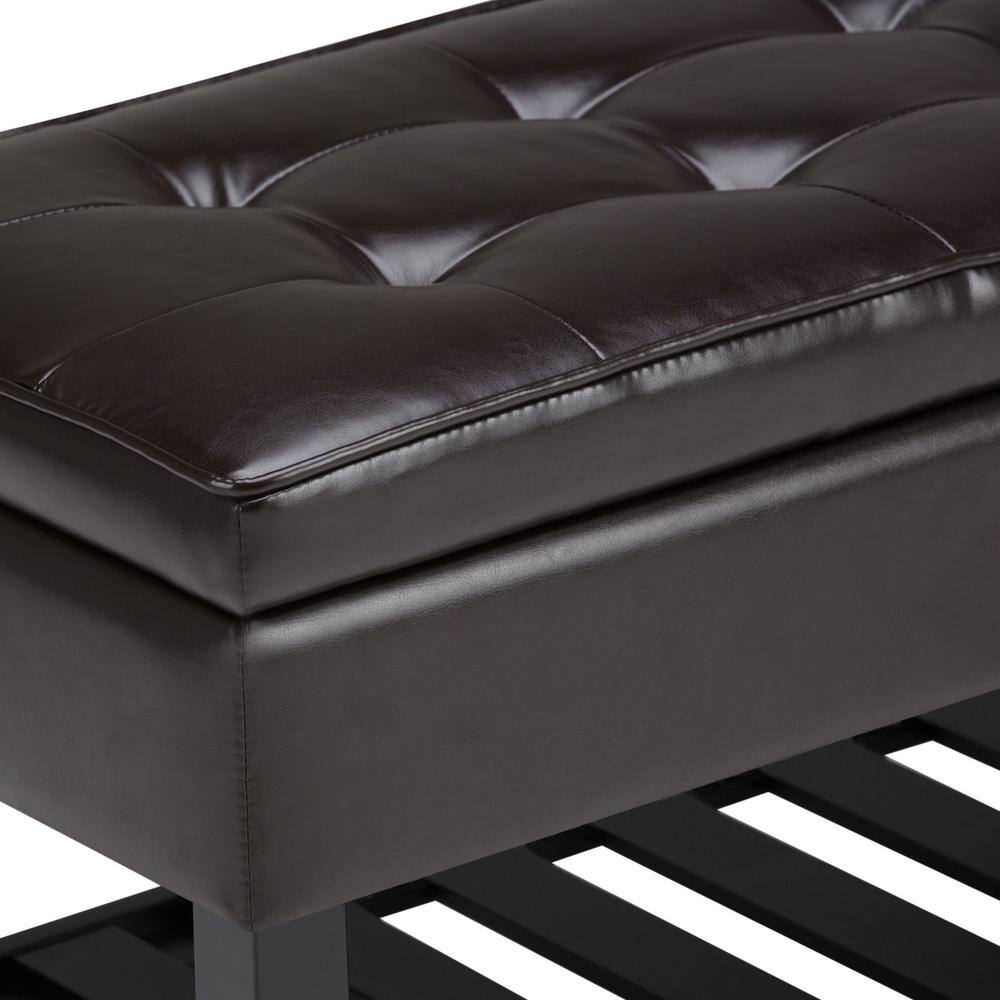 Tanners Brown 44'' Wide Rectangular Ottoman Bench with Tufted Footrest