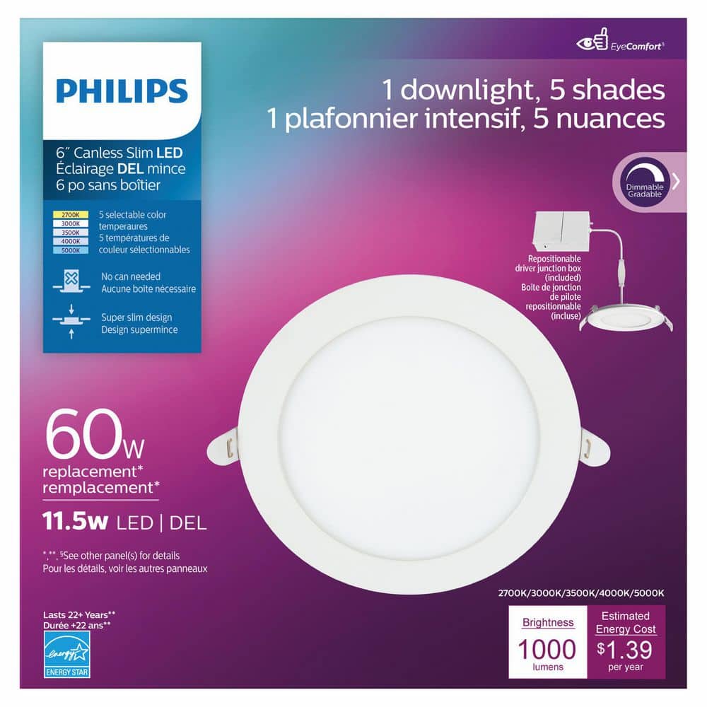 Philips 6-Inch White Aluminum Canless LED Downlight