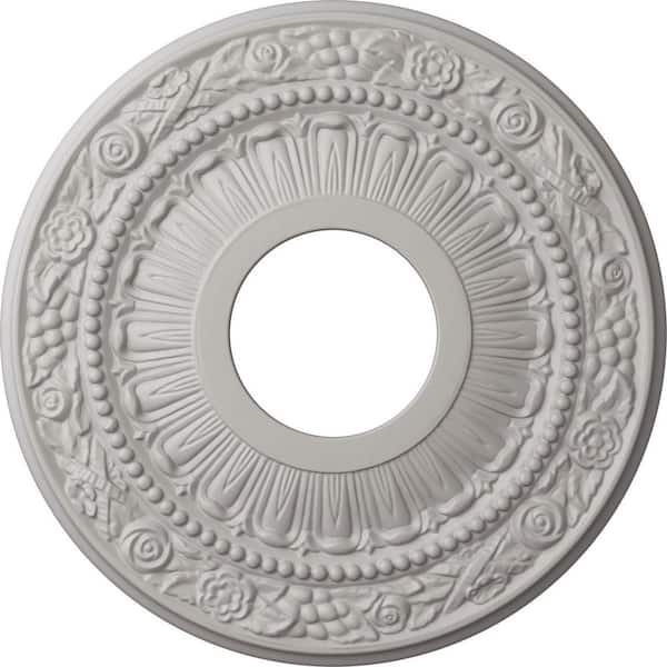 Ekena Millwork 7/8 in. x 12-1/8 in. x 12-1/8 in. Polyurethane Nadia Ceiling Medallion, Ultra Pure White