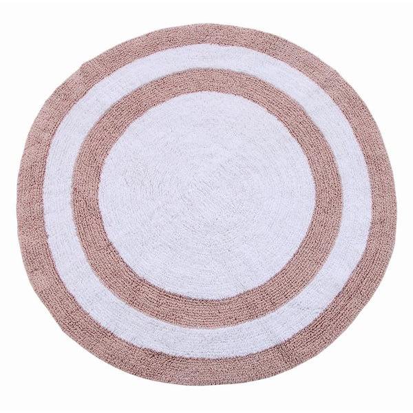 Saffron Fabs Two Tone 36 In Round Cotton Reversible C White 200 Gsf Machine Washable Bath Rug Sfbr1371 The Home Depot Saffron Fabs Two Tone 36 In Round, Round Bath Rugs