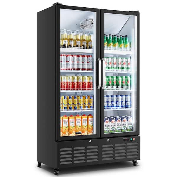 44 in. 27 cu. ft. Upright Beverage Display Cooler with Soft LED Light in Black