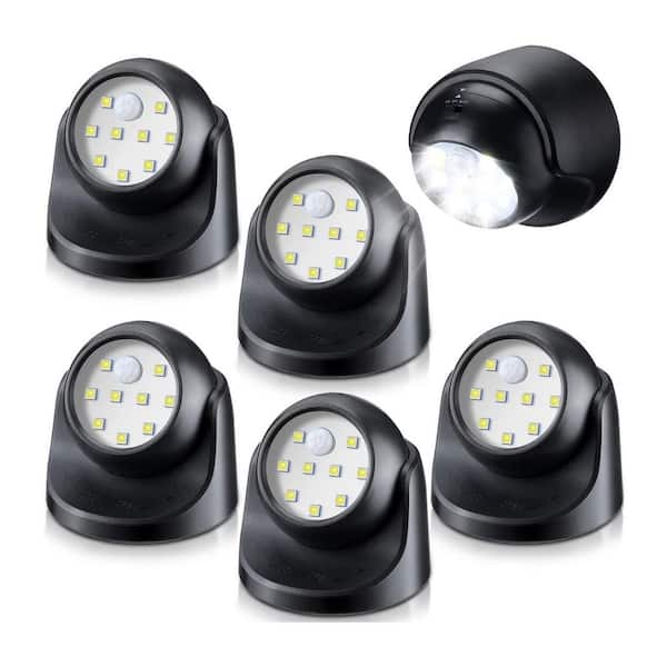 100 Lumen 120° Black Motion Sensing Dusk to Dawn LED Flood Light 6-Pack for Porch Hallway Garage