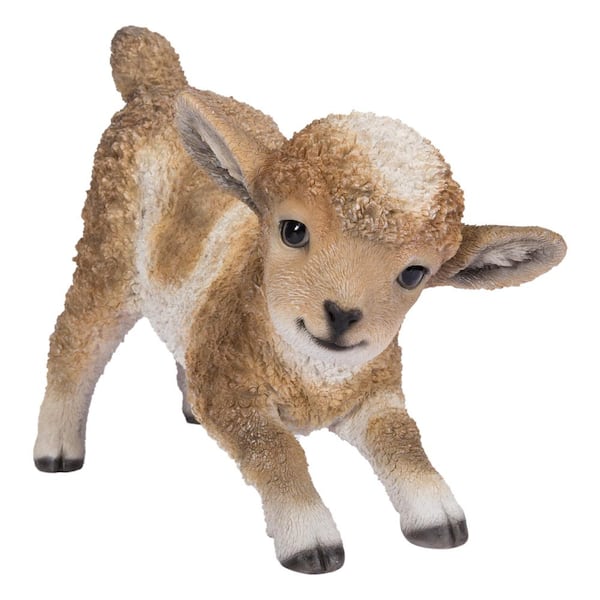 HI-LINE GIFT LTD. Brown/White Lamb Playing Garden Statue