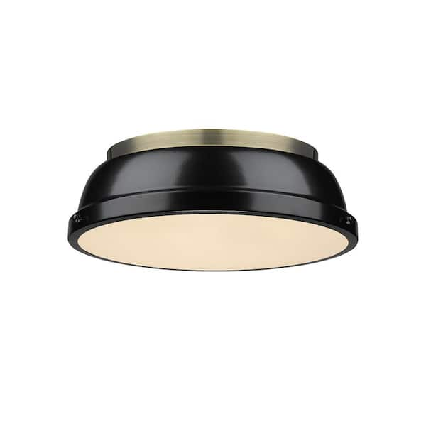 Golden Lighting Duncan AB 2-Light Aged Brass Flush Mount Light