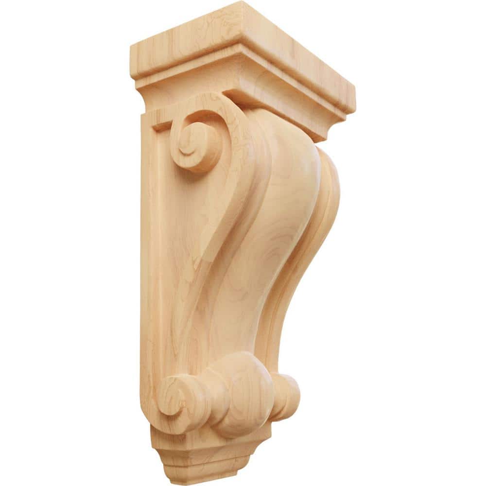 12" Red Oak Hand-Carved Decorative Wood Corbel