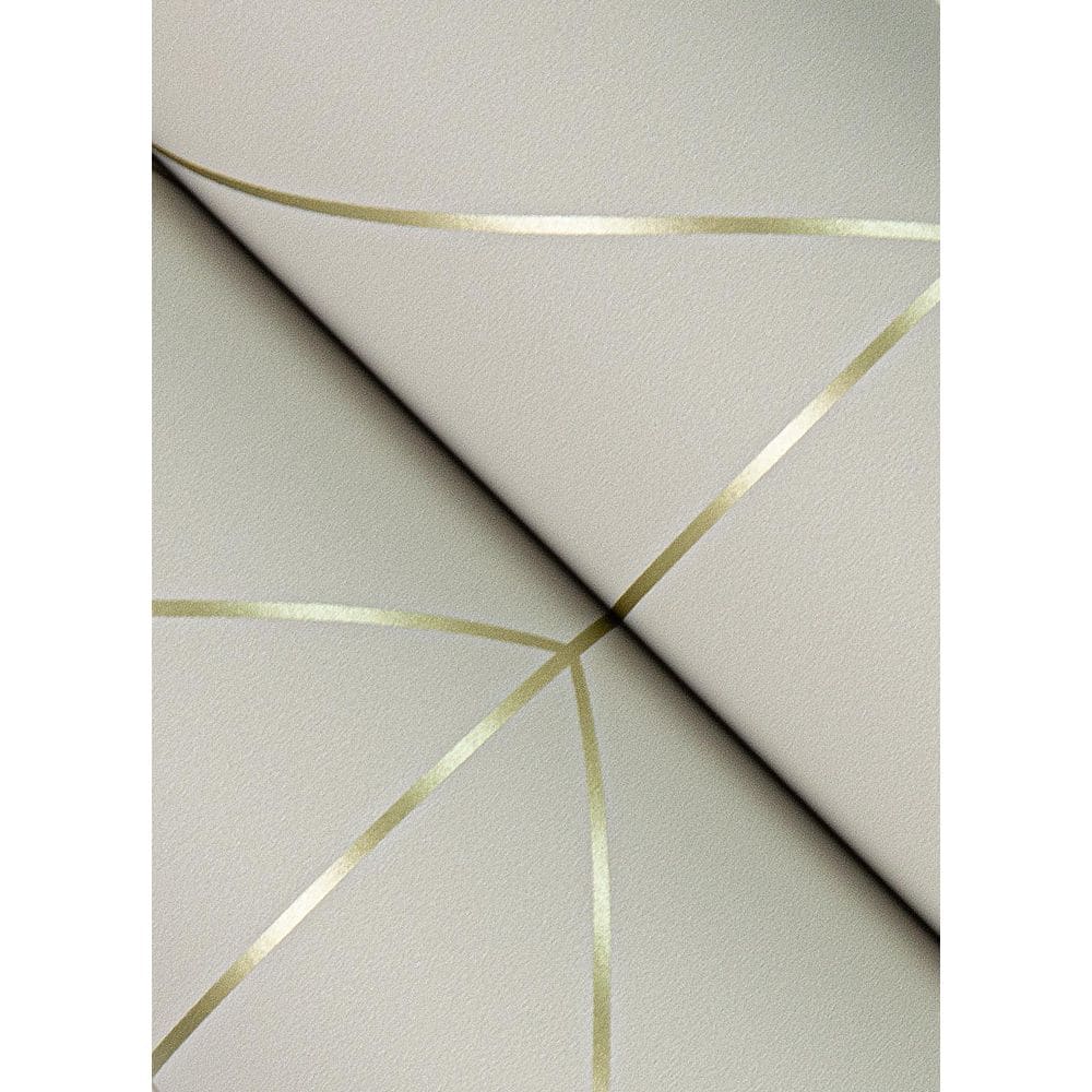 Light Grey and Gold Geometric Vinyl Wallpaper Roll