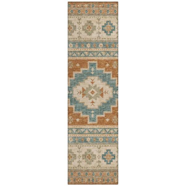 Chantille Machine Washable Indoor/Outdoor Abstract ACN3125 Terracotta 2 ft. x 7 ft. Runner Rug