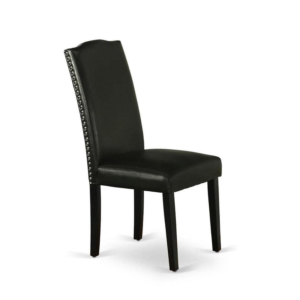 Dudley 5-Piece Black Wood Dining Set with Faux Leather Chairs