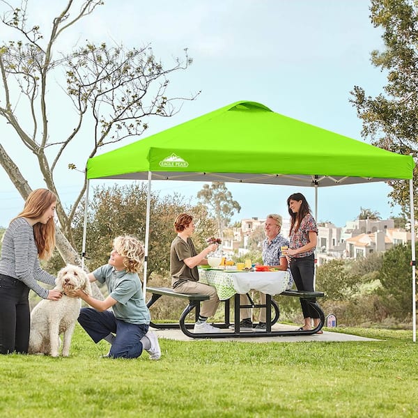 EAGLE PEAK 10 ft. x 10 ft. Fluorescent Green Pop Up Canopy Tent Instant Outdoor Canopy