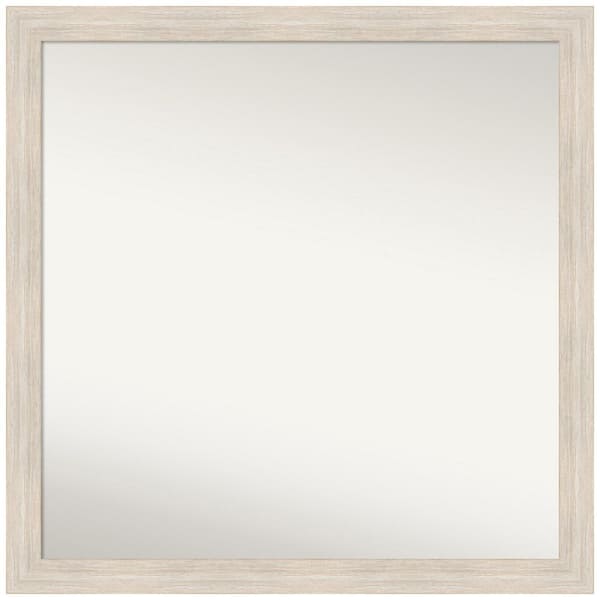 Amanti Art Hardwood Whitewash Narrow 29 in. W x 29 in. H Square Non-Beveled Wood Framed Wall Mirror in White