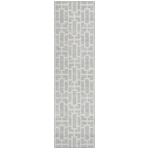 Addison Rugs Chantille Machine Washable Indoor/Outdoor Abstract ACN916 Silver 2 ft. 3 in. x 7 ft. 6 in. Area Rug