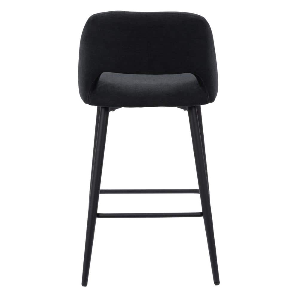 Elegant Luxe Black Velvet 28'' Barstool with Modern Iron Legs