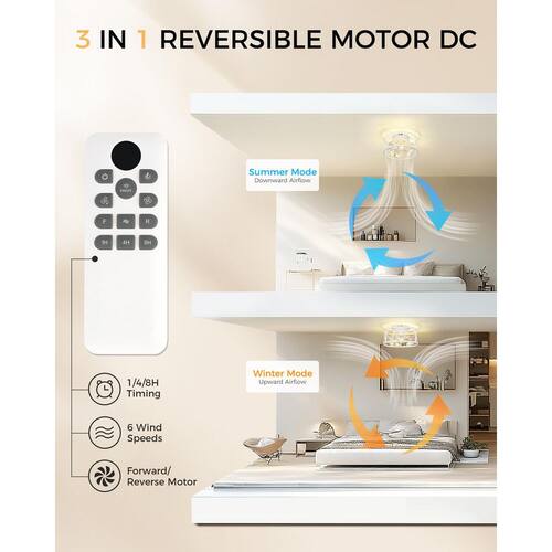 12 in. Indoor White 100-240 V Low Profile Mini Cage Ceiling Fan with Light Ceiling Fans