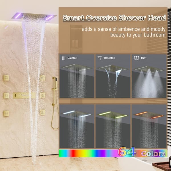 Luxury 5-Spray GPM Thermostatic Ceiling Mount Dual