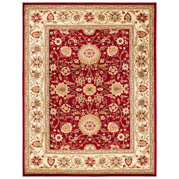 Lyndhurst 12 ft. x 18 ft. Red/Ivory Border Floral Antique Area Rug