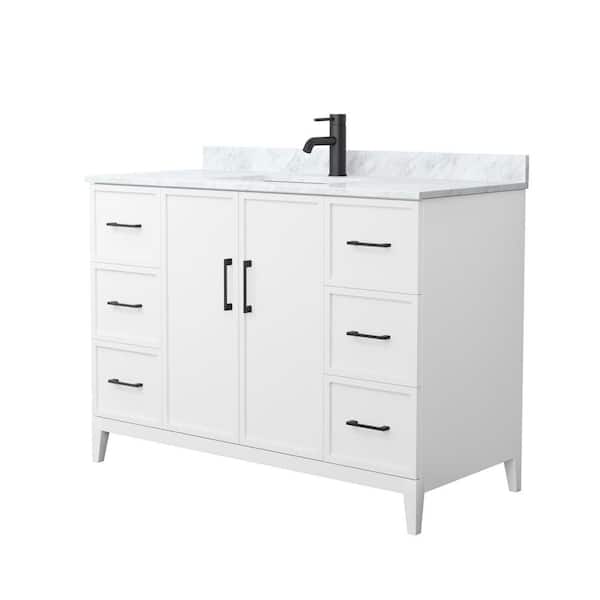 Wyndham Collection Elan 48 in. W x 22 in. D x 35 in. H Single Bath Vanity in White with White Carrara Marble Top
