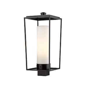 Sheridan 22 in. 1-Light Black Aluminum Hardwired Outdoor Weather Resistant Post Light Square Fitter w/No Bulb Included