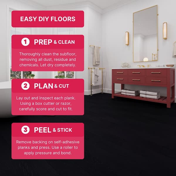 BaseCore Nero 12 MIL x 6 in. W x 36 in. L Peel and Stick Waterproof Luxury Vinyl Plank Flooring (54 sqft/case)