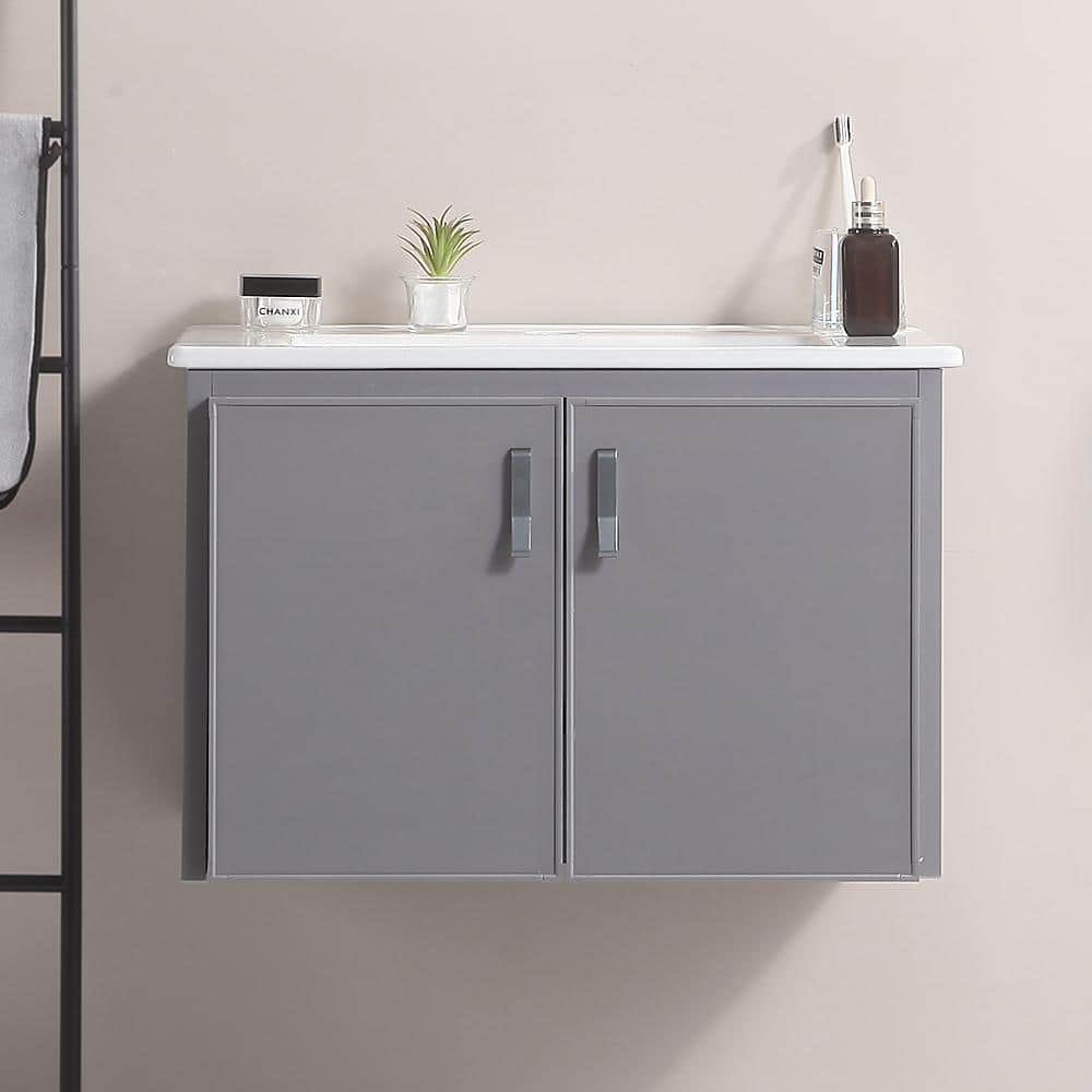24 in. W x 18 in. D x 15 in. H Stylish Aluminum Wall Mounted Bathroom Vanit