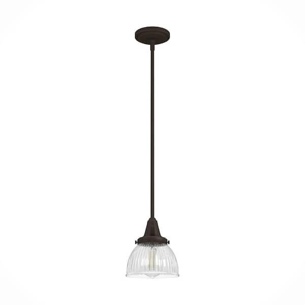 Hunter Cypress Grove 1 Light Onyx Bengal Island Pendant Light with Clear Holophane Glass Shade Dining Room Light