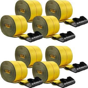 Truck Straps 4 in. x 30 ft. Winch Straps 5400 lbs. Load Capacity for Trucks, Rescues, Farms, Yellow (8-Pack)