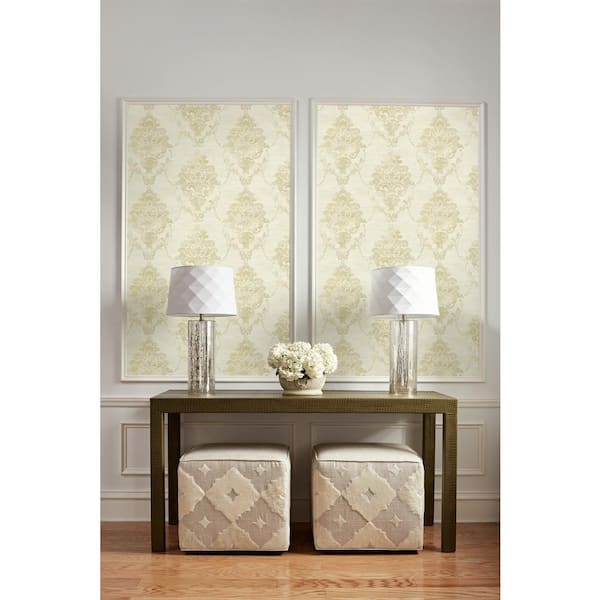 Damask Faux Texture Cream and Satin Ivory Paper Strippable Roll (Covers 60.75 sq. ft.)