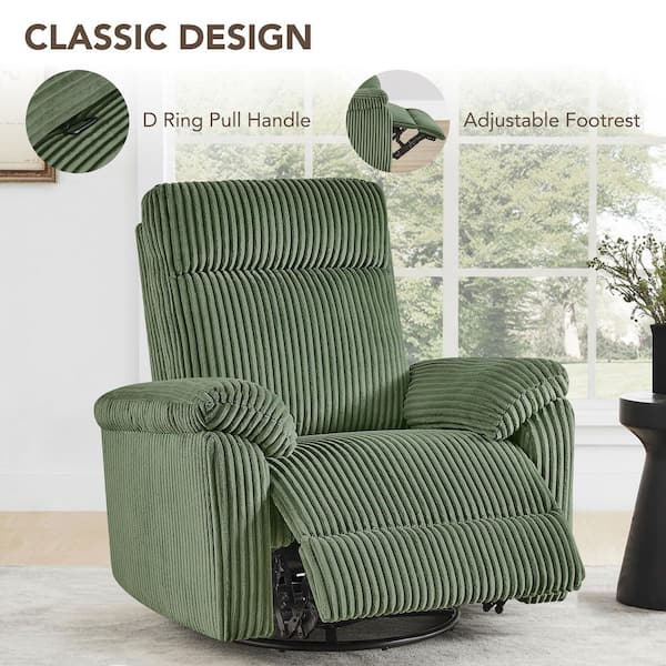 Spruce & Spring Junia Moss Green Fabric Swivel Glider Recliner