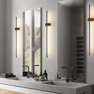 Sean 1-Light Modern Minimalist Style 35.43 in. L Strip LED Black Wall Sconce (Set of 2)