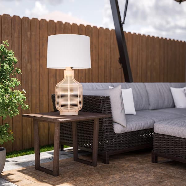 その他 ACME FURNITURE OUTDOOR LAMP NEW Hampton Bay Palmdale 29 in. Outdoor/Indoor Light Brown and Natural