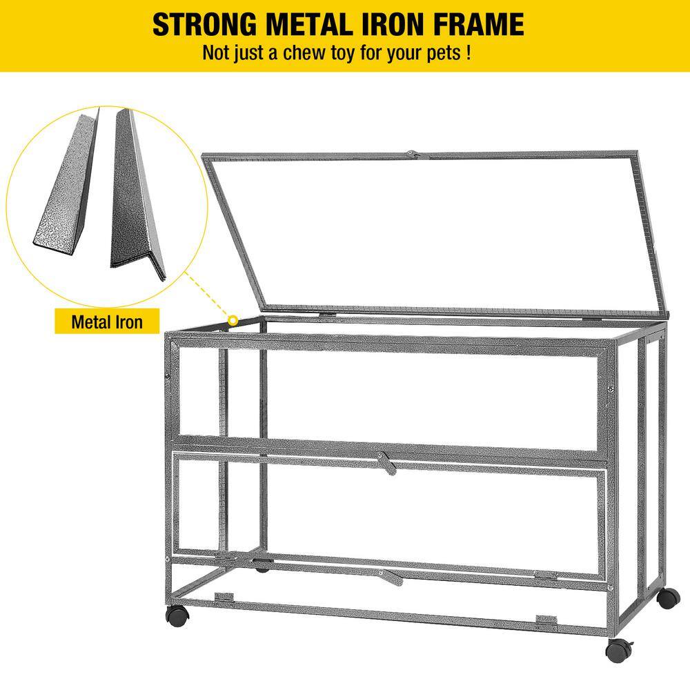 Large Black and Gray Wooden Hamster Cage with Metal Frame