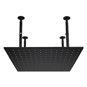 1-Spray Patterns with 2.5 GPM 20 in. Ceiling Mount Rain Fixed Shower Head in Matte Black