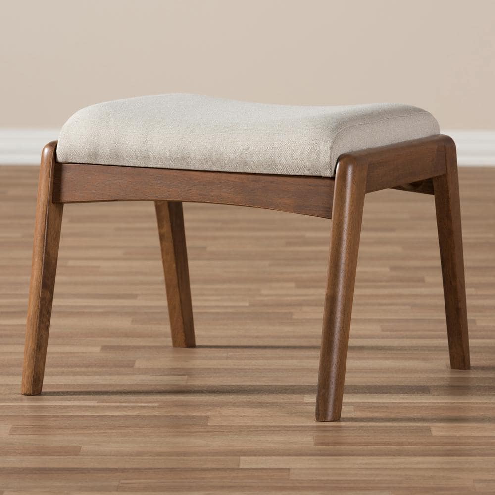 Roxy Mid-Century Light Beige Tufted Ottoman