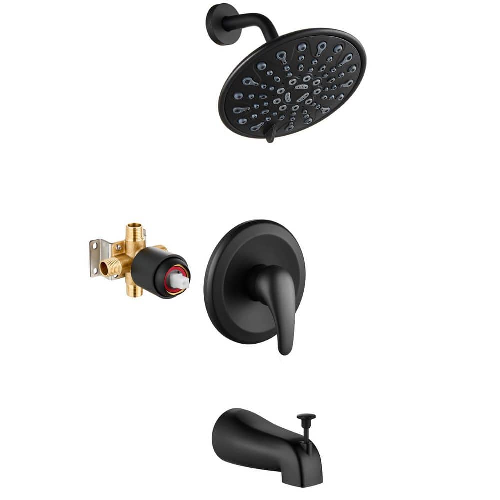 Matte Black Bathtub Shower Faucet Set with Valve, 6-Mode 6 in. Shower Head and Metal Tub Spout price history on PriceWatchPro