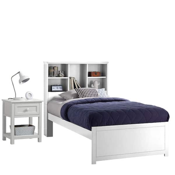 Hillsdale Furniture Caspian White Twin Bookcase Bed With Nightstand