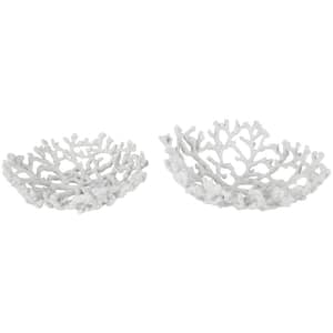 White Resin Coral Textured Decorative Bowl (Set of 2)