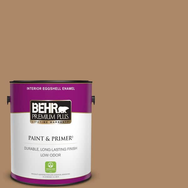 BEHR PREMIUM PLUS 1 gal. #BIC-44 Chamois Leather Eggshell Enamel Low Odor Interior Paint & Primer