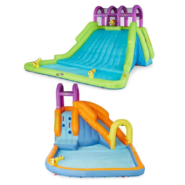 BANZAI Multi Polyester Pipeline Twist Kids Inflatable Outdoor Water Pool  Aqua Park and Slides BAN-49100 - The Home Depot