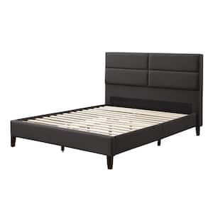Bellevue Dark Grey Fabric Double/Full Wide-Rectangle Panel Upholstered Bed